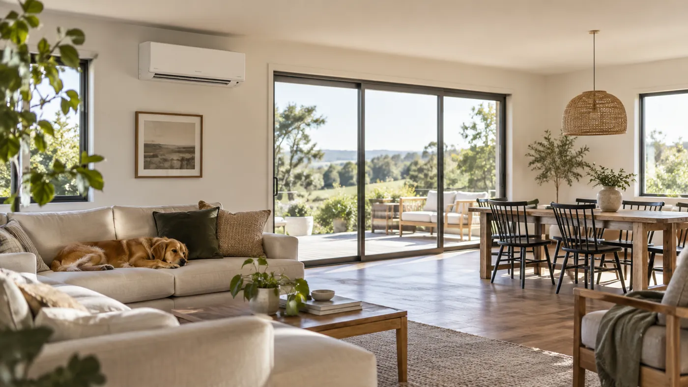 Ductless heating and cooling in an open-plan home
