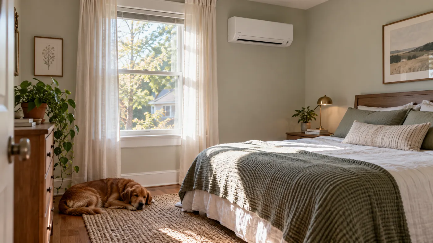 Ductless comfort in a small American bedroom